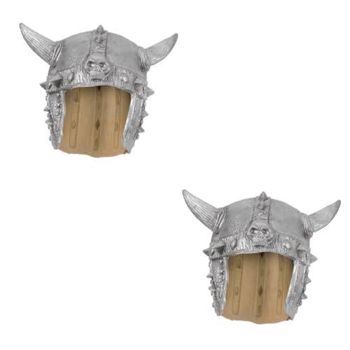 VICASKY 2st Wikingerhelm Wikingerhut Cosplay Karnevalshutverzierung Ochsenhörner Stirnband Ochsenhornhelm Stirnband Aus Ochsenhorn Hut Aus Ochsenhorn Halloween-partyhut Silver Emulsion von VICASKY