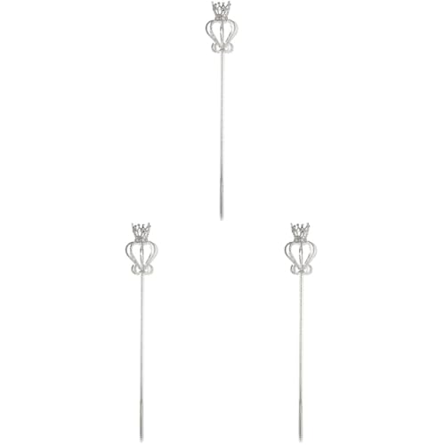 VICASKY 3 STK Kronen eleganter Prop-Stick Feenstab Party Zauberstab Puppenwindeln Krone Zauberstab Halloween Spielzeug Fun Toys for Kleiderstock Mode-Fee- Stahl Silver von VICASKY