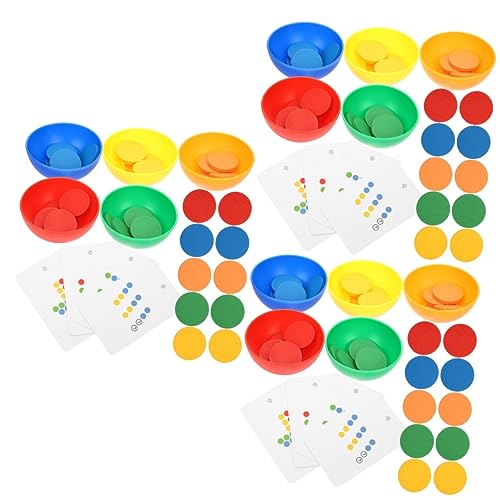 VICASKY 3 Sätze Farberkennungsspielzeug Zählspielzeug Für Kinder Farblich Passendes Sortierschalenspielzeug Lernspielzeug Für Kinder Farbsortierschüssel Puzzle-Spielzeug Plastik von VICASKY