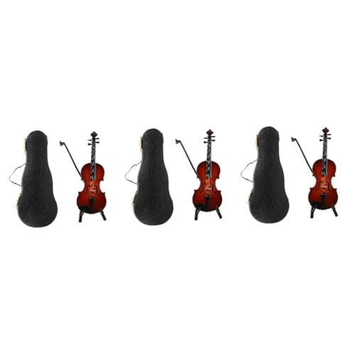 VICASKY 3 Sätze Geigenmodell Mini-Ornamente Für Musikinstrumente Zubehör Gitarrendekor Puppenhaus Geige Spielzeug Musikspielzeug Musikalisches Spielzeug Mini-dekor Mini-geigenwitz Linde von VICASKY