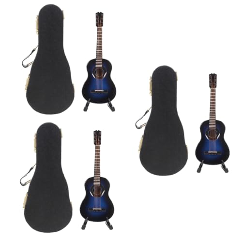 VICASKY 3 Sätze Gitarrenmodell -Gitarre Babyspielzeug Schreibtisch Dekoration Klassische Gitarre Kinderspielzeug Spielzeug Mini-Gitarre Gitarrenspielzeug für Kinder Holz Blue von VICASKY