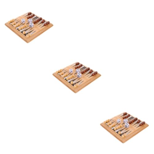 VICASKY 3 Sätze Mini-Backgammon Pädagogisches Tischschachbrett Backgammon-Spiel Schach Spielzeug Mini Schach Kleines Tischschachspielzeug Pädagogisches Spielzeug Brettspiel Bambus von VICASKY