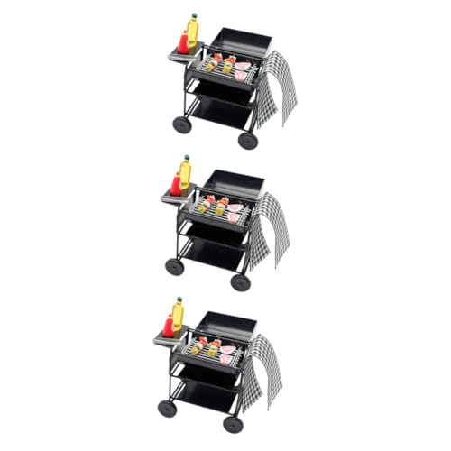 VICASKY 3 Sätze Mini-Grill kreativ Spielzeug Dollhouse playmobile Puppenhaus Zubehör BBQ-Modell Kreatives Spielzeug Miniatur-Hausdekoration Miniatur-Grillrost Miniaturmöbel von VICASKY