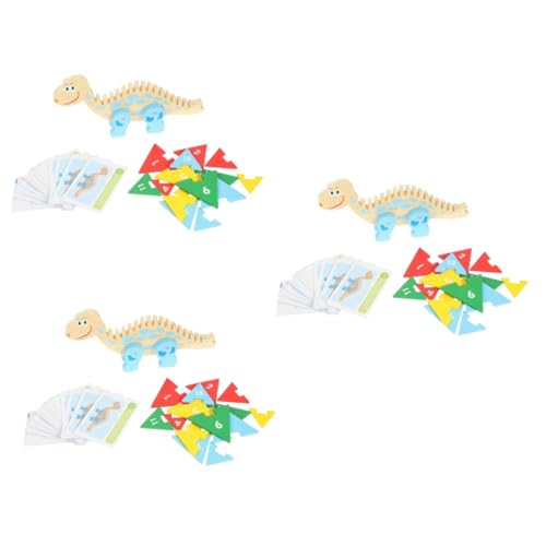 VICASKY 3 Sätze Puzzle-Blöcke Kinder Puzzle rätselbuch Kinder 3D-Puzzle Dinosaurier-Puzzles, Blockspielzeug für Mädchen Spielzeuge Mädchenspielzeug Dinosaurier-Puzzlespielspielzeug Holz von VICASKY