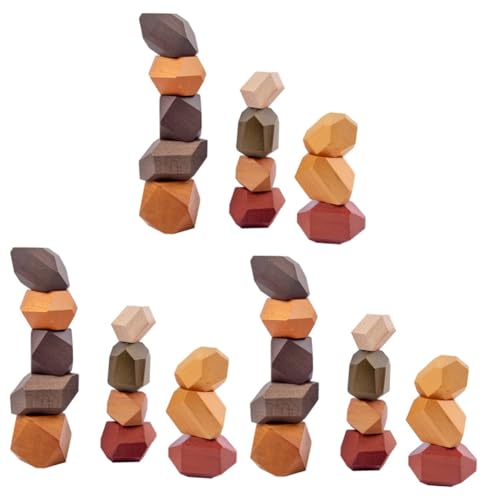 VICASKY 3 Sätze Rock- Kinderspielzeug Kinder entwicklung holzspielzeug beemysafe Stapelspiele Kleinkinder Lernspielzeug für Kinder Spielbausteine ​​aus Holz Holzbausteine hölzern von VICASKY