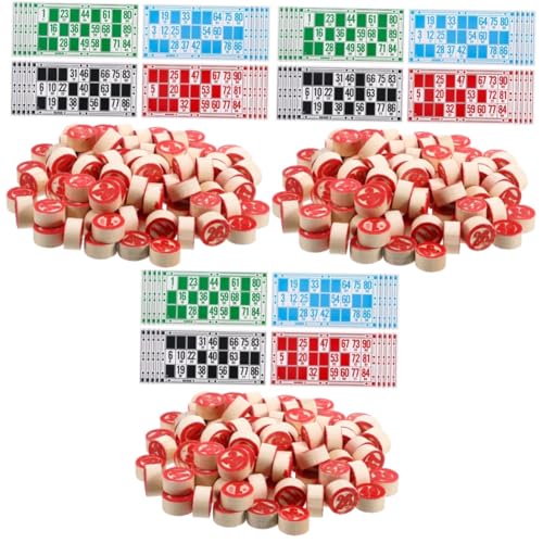 VICASKY 3 Sätze Russisches Bingo Schach Spielzeuge Oyunu Bingos-Spiel-Requisiten Lotto Roulette Russische Bingokarten Tombola Bingo-brettspielzeug Spielset Bingospiele Für Die Familie Holz von VICASKY