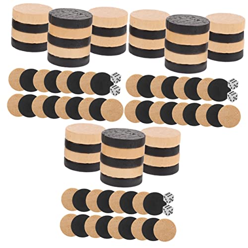 VICASKY 3 Sätze Schachfiguren Chess Pieces Backgammon Zubehör Holzspielzeug Schach Schachbrettzubehör Schachspielzeug Backgammon-Zubehör Backgammon-Spielzubehör Ersatz-Holzsteine Holz von VICASKY