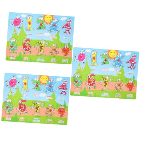 VICASKY 3 Sätze Spanisches Puzzle Puzzlebuch Kleinkindspielzeug Tiere Spielzeug Rätsel Kleinkind Spielzeug Kinder Spielzeug Spielzeuge Kinderspielzeug Puzzlematte Jigköpfe Holz von VICASKY