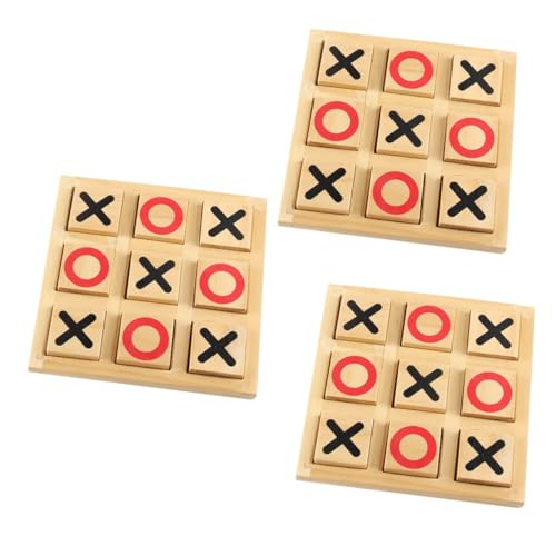 VICASKY 3 Sätze -Toe Lernspielzeug Pädagogisches Spielzeug brettspiel kinderspielzeug familienspiel Denksportaufgaben Mini-Schachbrett xo-Schachspielzeug Gastgeschenke Holz Khaki von VICASKY