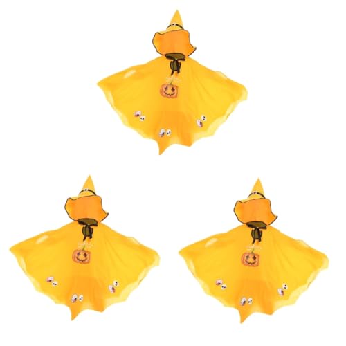 VICASKY 3 Sätze Umhang Mädchen Robe Mädchen Kleider Halloween-kostüm Für Kinder Hexenkleidung Kinder Roben Halloween-kostüme Für Kinder Halloween-kostüm Für Mädchen Gestrick Yellow von VICASKY