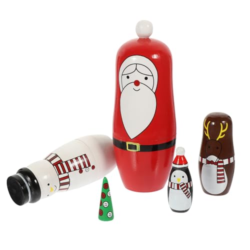 VICASKY 3 Sätze Weihnachtspuppe traditionelle Nistpuppe traditionelle Matroschka-Puppe Weihnachtsstapelpuppe Russian doll kinderspielzeug Heimdekoration Bastelspielzeug aus Holz Holzpuppe von VICASKY