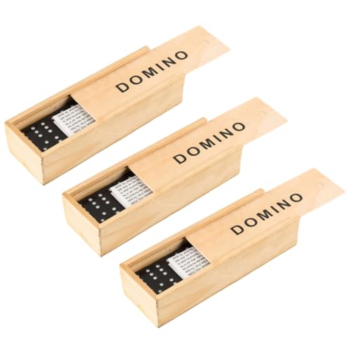 VICASKY 3 Sets Dominosteine Spielzeug Dominosteine ​​Mit Zahlen Domino Brettspiele Strategie Brettspiel Bausteine Dominosteine ​​Aus Holz von VICASKY