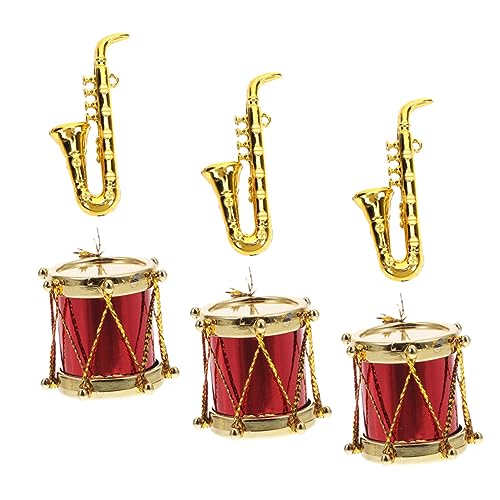 VICASKY 3 Sets Mini Saxophon Miniatur Musikinstrument Mini Trommel Miniatur Trommel Winzige Trommel Mini Musikinstrument Winziges Saxophon Mini Musikinstrument Winziges von VICASKY