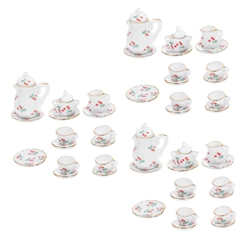 VICASKY 3 Sets Mini Teeservice Aus Keramik Mini Teller Puppenhaus Küchenzubehör Puppenhaus Küchenzubehör Mini Mini Teetassen Miniatur Teekessel Miniatur Teetasse von VICASKY