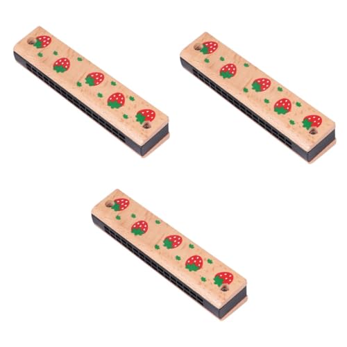 VICASKY 3 Stck. Mundharmonika aus Hochwertigem Buchenholz Pädagogisches Musikinstrument mit Kindgerechtem Griff Langlebig Bunten Tier Fruchtmotiven Lernspielzeug für Junge VICASKY 3 Stck. Mundharmonika aus Hochwertigem Buchenholz Pädagogisches Musikinstrument mit Kindgerechtem Griff Langlebig Bunten Tier Fruchtmotiven Lernspielzeug für Junge von VICASKY