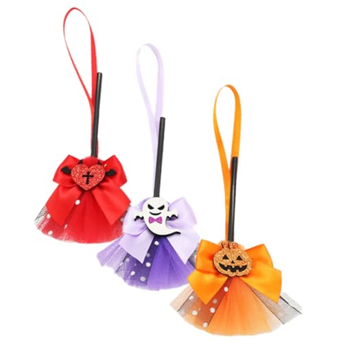 VICASKY 3 Stück Halloween Hexen Besen Besenstiel Ornament Mini Besen Halloween Dekorationen Zauberer Zubehör Für Halloween Party Geburtstag Hochzeit DIY Basteln von VICASKY