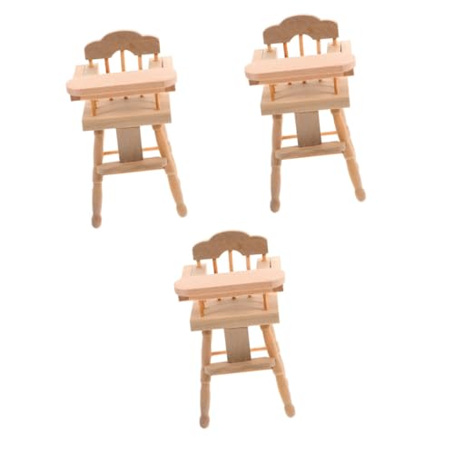 VICASKY 3 Stück Hochstuhl Miniatur Stuhl Spielzeug Dekorativer Miniatur Hochstuhl Puppenhaus DIY Hochstuhl Dekoration Kinderbedarf Miniatur Hochstuhl Puppenhaus Möbel Mini von VICASKY