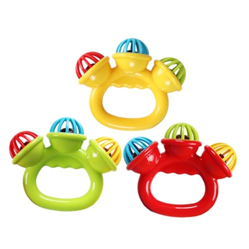 VICASKY 3er Set Handrassel Für Babys Bunte Jingle Bells Aus Musikinstrument Für Kleinkinder Schüttelspielzeug Zur Der Rhythmusentwicklung Und Sinneswahrnehmung von VICASKY