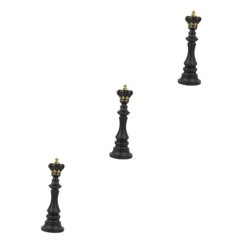 VICASKY 3 Stück Schach Ornamente Schach Desktop Dekor Heim Harz Dekor Internationales Schach König Dekor Kreatives Harz Dekor Einweihungsgeschenk Schwarzes Schach König Dekor von VICASKY