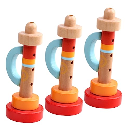 VICASKY 3 Stück Trompete Xylophon Pfeifen Recorder Instrument Für Tamburin Kleinkind Musikalische Trompete Gitarre Kinderspielzeug Aus Holz Orange von VICASKY