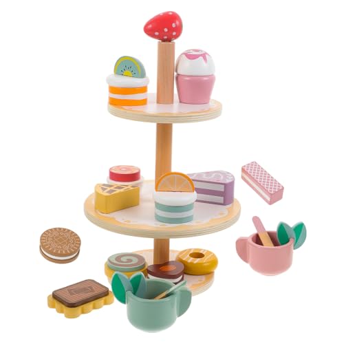 VICASKY 3 Teiliges Kuchen Set Interaktives Für Rollenspiele Simuliertes Teeservice Mit 3 Stöckigem Dessertständer Lernspielzeug Für Kleinkinder Und Vorschulkinder von VICASKY