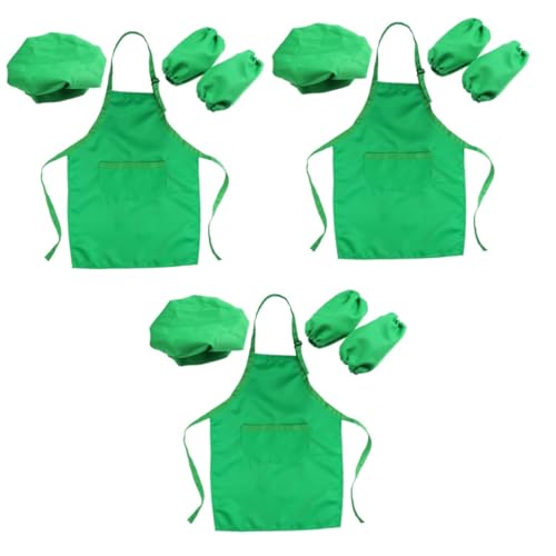 VICASKY 3-teiliges Set Kinder Kochen Ärmel Kinder Malen Schürze Kinderküchenschürze Schürzen Für Kinder Kunstkittel Für Kinder Minischürze Kind Kocht Overalls Für Kinder Kleiner Koch von VICASKY