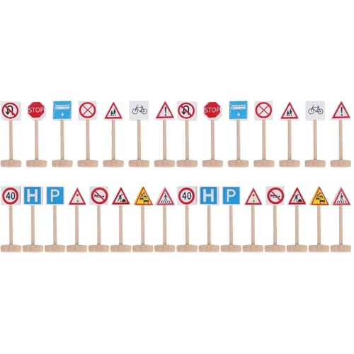 VICASKY 30 STK Modell-Verkehrszeichen für den Unterricht verkehrsschilder Spielzeug verkehrszeichen Spielzeug Verkehrszeichen, Spielzeug Auto verkehrszeichen Ampel Kinderspielzeug Hölzern von VICASKY