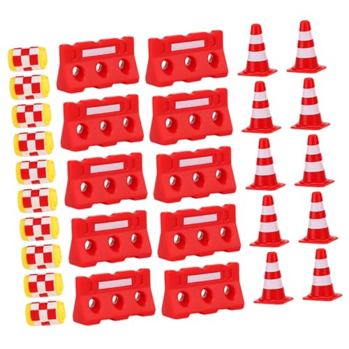 VICASKY Mini-verkehrskegel-Spielzeug Für Jungen Und Mädchen 30-teiliges Set Eimer Sicherer Kunststoff Pädagogisches Spielset Straßenschilder Zäune Für Jungen Und Mädchen von VICASKY