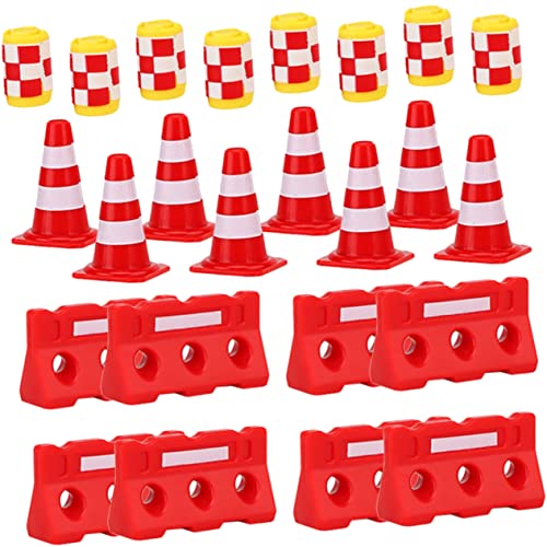 VICASKY 36pcs Mini -verkehrskegel Mini -zäune Und Eimer Traffic Road Toy Playset Verkehrsmodell Spielzeug von VICASKY