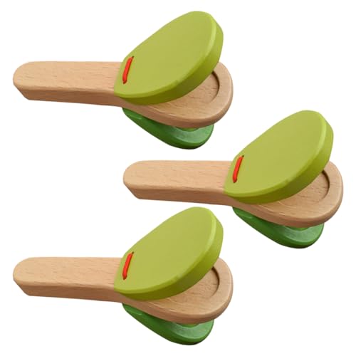 VICASKY 3Pcs Castanets Spaß Holz Percussion Percussion Spielzeughandwerk Holz Kleinspielzeug Percussion Instrument Percussion Supply von VICASKY