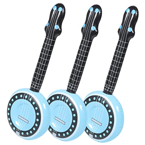 VICASKY 3St Aufblasbares Musikinstrument Aufblasbare Gitarren für Kinder aufblasbare Spielzeuge Banjos Kinder aufblasbare Party Requisiten interessantes Inflationsspielzeug PVC Blue von VICASKY