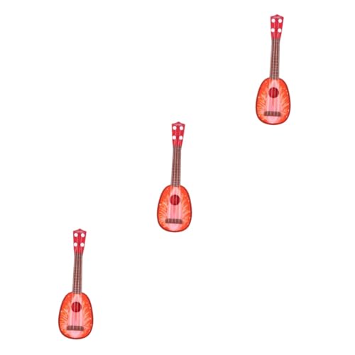 VICASKY 3St Gitarren-Ukulele-Spielzeug Kinder-Ukulele Kindergitarre akustisch Mini-Gitarrenspielzeug kinderinstrumente musikinstrumente für Kinder Mini-Obstinstrumente Obst Gitarre rot von VICASKY