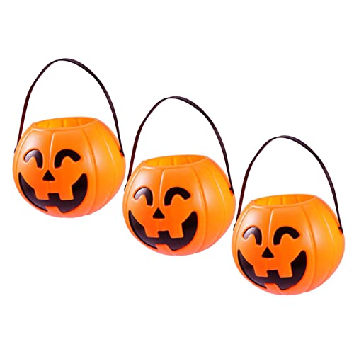 VICASKY 3St Kürbis Eimer halloween pumpkin halloweenkürbis streudekor halloween süssigkeiten halloween Ammer Kürbisglas glühen tragbarer Kürbiseimer Kürbis-Süßigkeiten-Eimer Plastik Orange von VICASKY