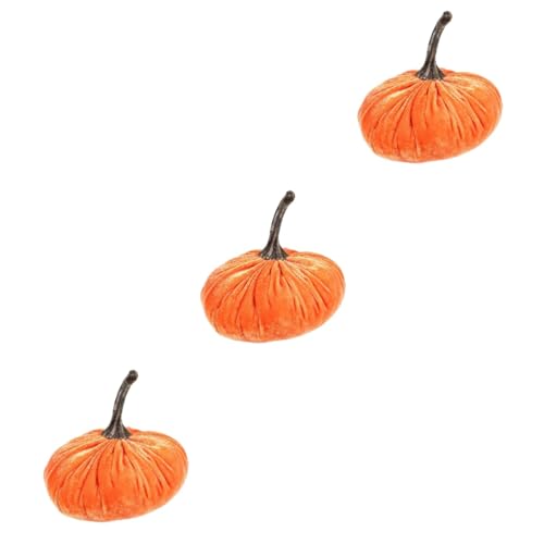 VICASKY 3St Kürbis Kissen gefüllter Simulationskürbis Kürbis-Kuscheltier Kürbis- Halloween Pumpkin halloweenkürbis schönes Kürbiskissen gefülltes Halloween-Kissen PP Baumwolle Orange von VICASKY