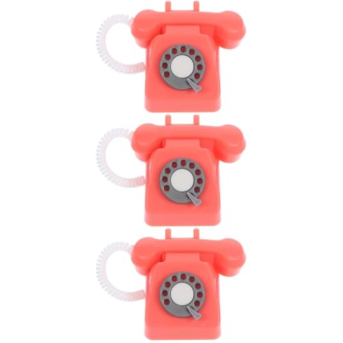 VICASKY 3St Mini-Dekorationswerkzeuge Retro-Tischtelefon Smartphone Mikrofonmodell Spielzeug für Kinder kinderspielzeug Mini-Telefon Puppenhaus Mini-Retro-Telefon Mini-Hausverzierung Rosa von VICASKY