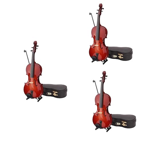 VICASKY 3St Mini-Modell Musikalisches Accessoire Musikalisches Dekorationsobjekt Violine Desktop-Spielzeug Musikdekor Mini-Zubehör Musikinstrumentenmodell Desktop-Dekoration Bambus Brown von VICASKY