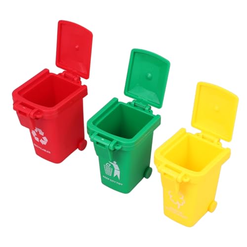 VICASKY 3 Stücke Mini Spielzeug Kinder Mülleimer Deckel Für Recycling Lernen Spielzeug Grün Kindergarten Puppenhaus Dekorative von VICASKY