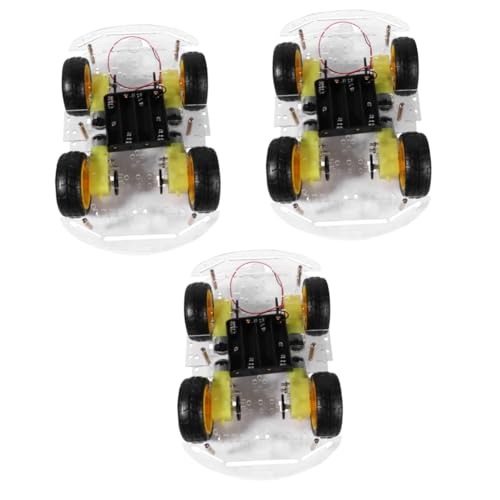 VICASKY 3St Smart-Car-Chassis mit Vier Rädern Roboterrad ferngesteuerte Autos Roboterbausatz intelligentes Auto Auto-Chassis Robots for kinderroboter Robot Chassis-Kit Plastik von VICASKY