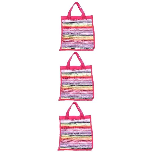 VICASKY 3St Strandtasche Netz-Einkaufstasche Aufbewahrungstaschen für Spielzeug Mesh-Einkaufstasche schultüte Schulranzen Kleidungsbeutel für zu Hause Netztasche Oxford-Stoffmaterial Rosy von VICASKY