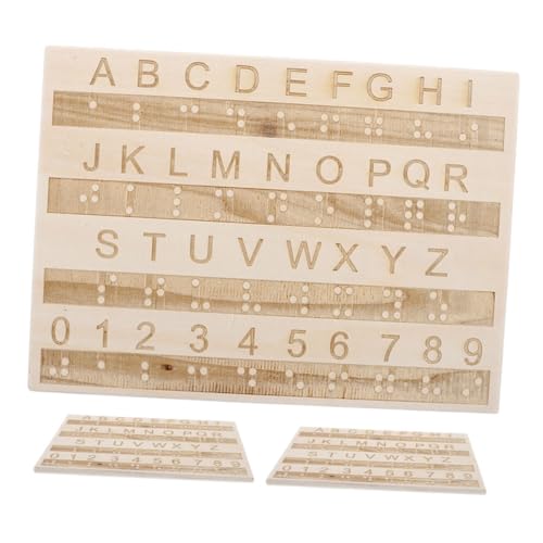 VICASKY 3St Tafel mit Braille-Alphabet Blindenschriftbücher für Blinde Brieftafeln für Blinde Lernmaterialien für Blinde Menschen Braille-Kartenbücher Braille-Lerntafel Briefbrett hölzern von VICASKY