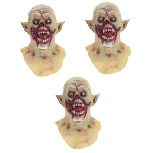 VICASKY 3St Vampir-Kopf bedeckung Neuheit Halloween-Kostüm realistische menschliche Masken halloween costume halloween kleidung Gruselige Halloween-Vollkopfmaske Streiche für Erwachsene von VICASKY