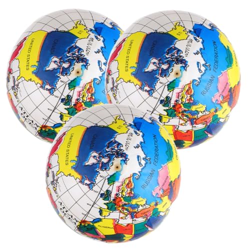 VICASKY 3St aufblasbarer Weltkarte World map zabawki stymulujące rozwój Earthbound geobord aufgeblasener Erdkugel sprengen Spielzeug lustiger Kugelball Wasserball PVC von VICASKY