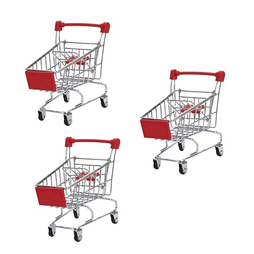 VICASKY 3st Aufbewahrungsbehälter Spielzeug Kleinkindspielzeug Einkaufswagen Für Kinder Simulationswagen-Spielzeug Kinder Mini-Spielzeug Wagoner Kinderwagen Für Kinder Blau Mini Rot von VICASKY