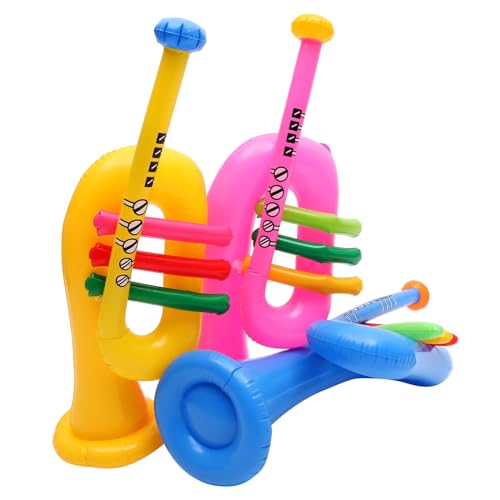 VICASKY 3st Aufblasbares Musikinstrument Trompeten Aufblasbare Musikrequisiten Lustiges Aufblasbares Instrument Aufblasbare Party-Requisiten Musikinstrumente Für Kinder Spielen PVC Yellow von VICASKY