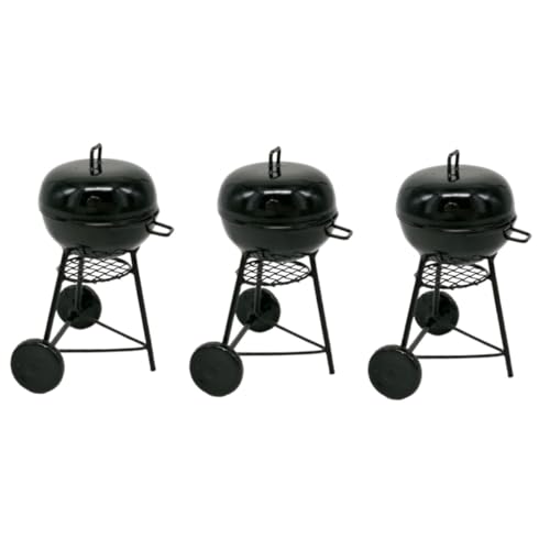 VICASKY 3st Camping-Layout-stütze Figur Brotmacher Zubehör Mini Spielzeug Kleiner Grill Tragbar Grillverzierung Aus Metall Black von VICASKY