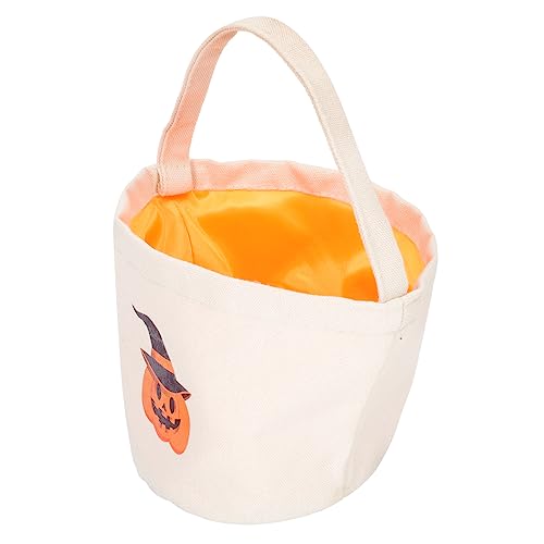 VICASKY 3st Halloween-requisiten Korb Süßigkeiten-eimer-einkaufstaschen Streich Trick Zappeln Halloween-tasche Griff Für Bonbontüten Plätzchen Süßigkeitentüte Für Kinder Stoff Beige von VICASKY