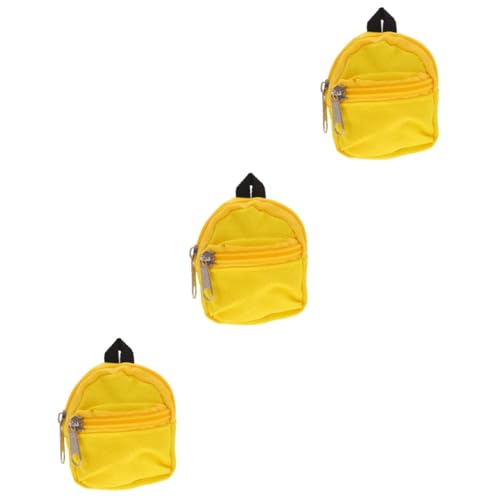 VICASKY 3st Puppenrucksack Mini-hausversorgung Süße Puppentasche Mädchen Schließfach Mini-Rucksack-Spielzeug Mini-spielzeugrucksack Mini-puppentasche Schulranzen-Ornament Yellow Polyester von VICASKY