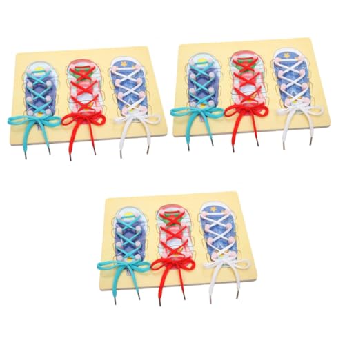 VICASKY 3st Vorschulspielzeug Kinderschnürsenkel Für Turnschuhe Spielzeug-brettspiel Einfädeln Praktisches Lebensspielzeug Lernspielzeug Für Kleinkinder Spielspielzeug Vorgeben Hölzern von VICASKY