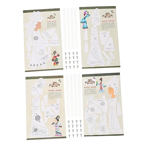 VICASKY 4 Sätze DIY-Material-Kit Kindergarten dekoringe Accessoires Schattenspiel DIY handgefertigter Schattenpuppenspiel-Bausatz Bastelset Bildungsangebot Papier von VICASKY