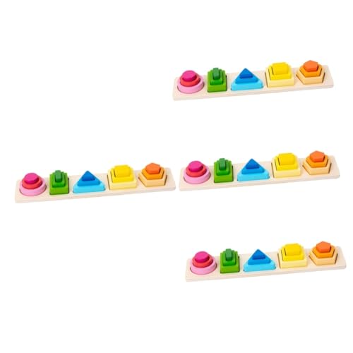 VICASKY 4 Sätze Geometrie-Puzzle Jigköpfe Magnet Spielzeug Kinder Spielzeug Puzzlekarte Spielsachen Bauklötze Bausteine Puzzlematte Spielzeuge Kinderspielzeug Magnetspielzeug Colorful Holz von VICASKY